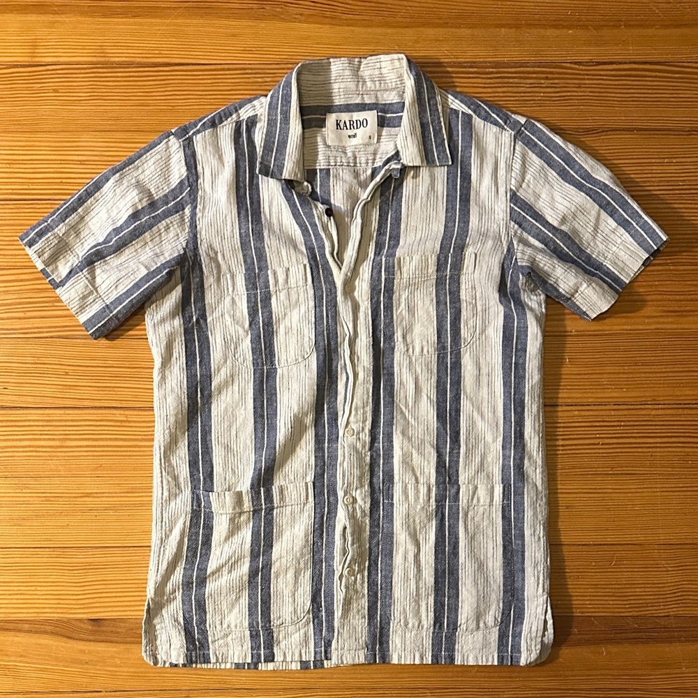 Kardo Casual Striped Shirt in Blue and Cream